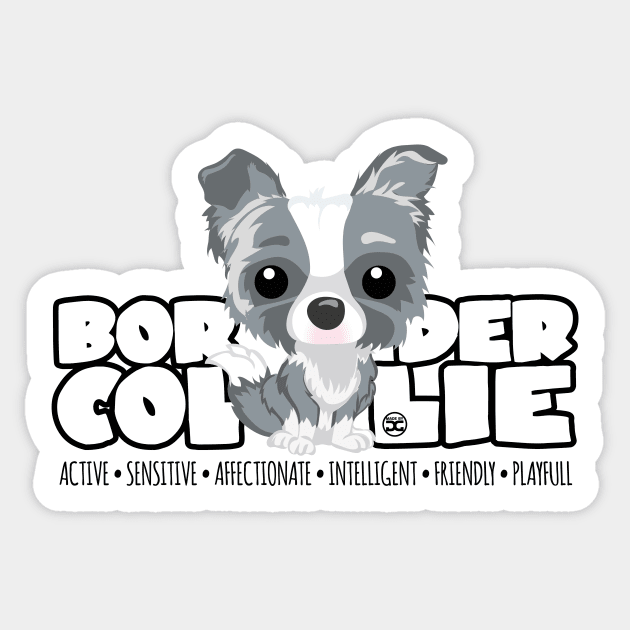 DGBigHeads - BorderCollie Merle Sticker by DoggyGraphics